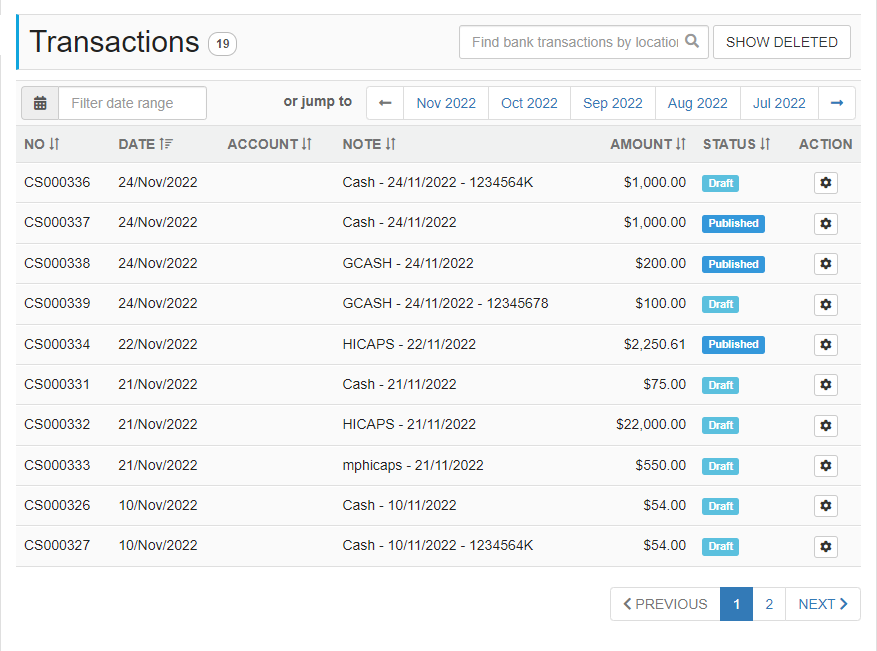 Publish transaction